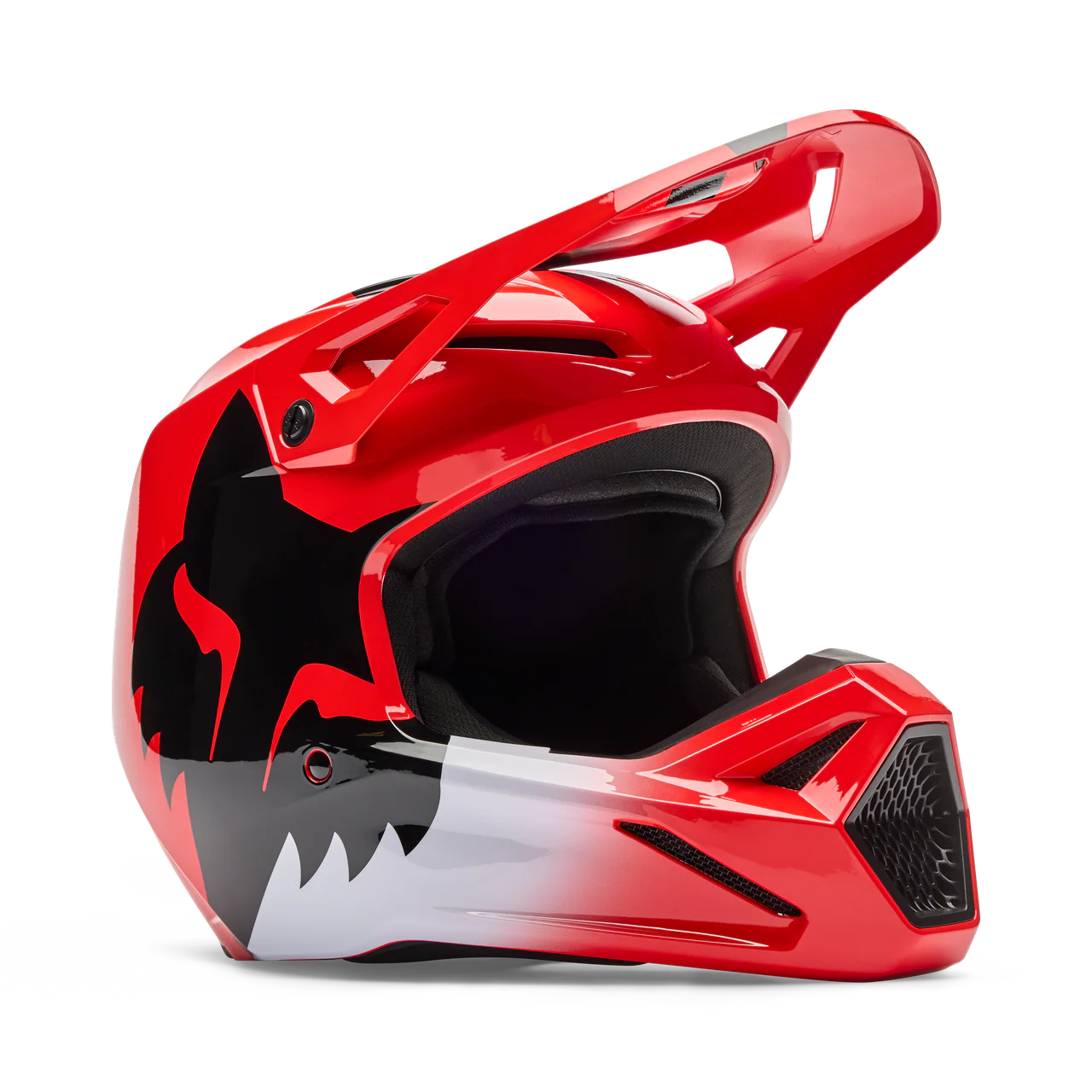 Youth V1 Shield Fullface Helm - Fluorescent Red - Image 2