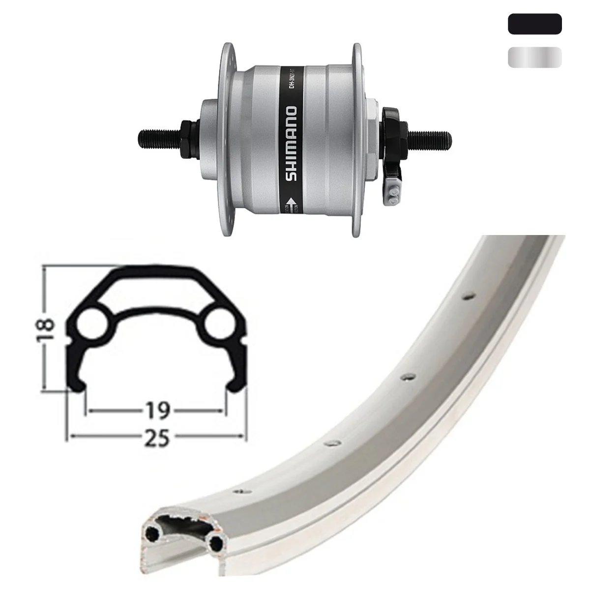 VR 28 Zoll mit Nabendynamo - silber