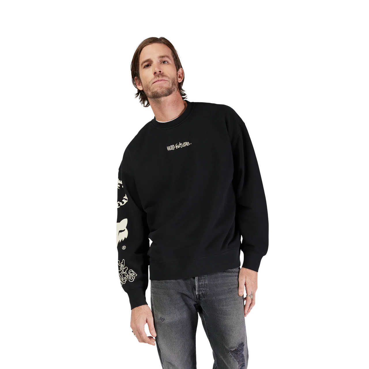 Hello Future Oversized Fleece Crew - Black - Image 3