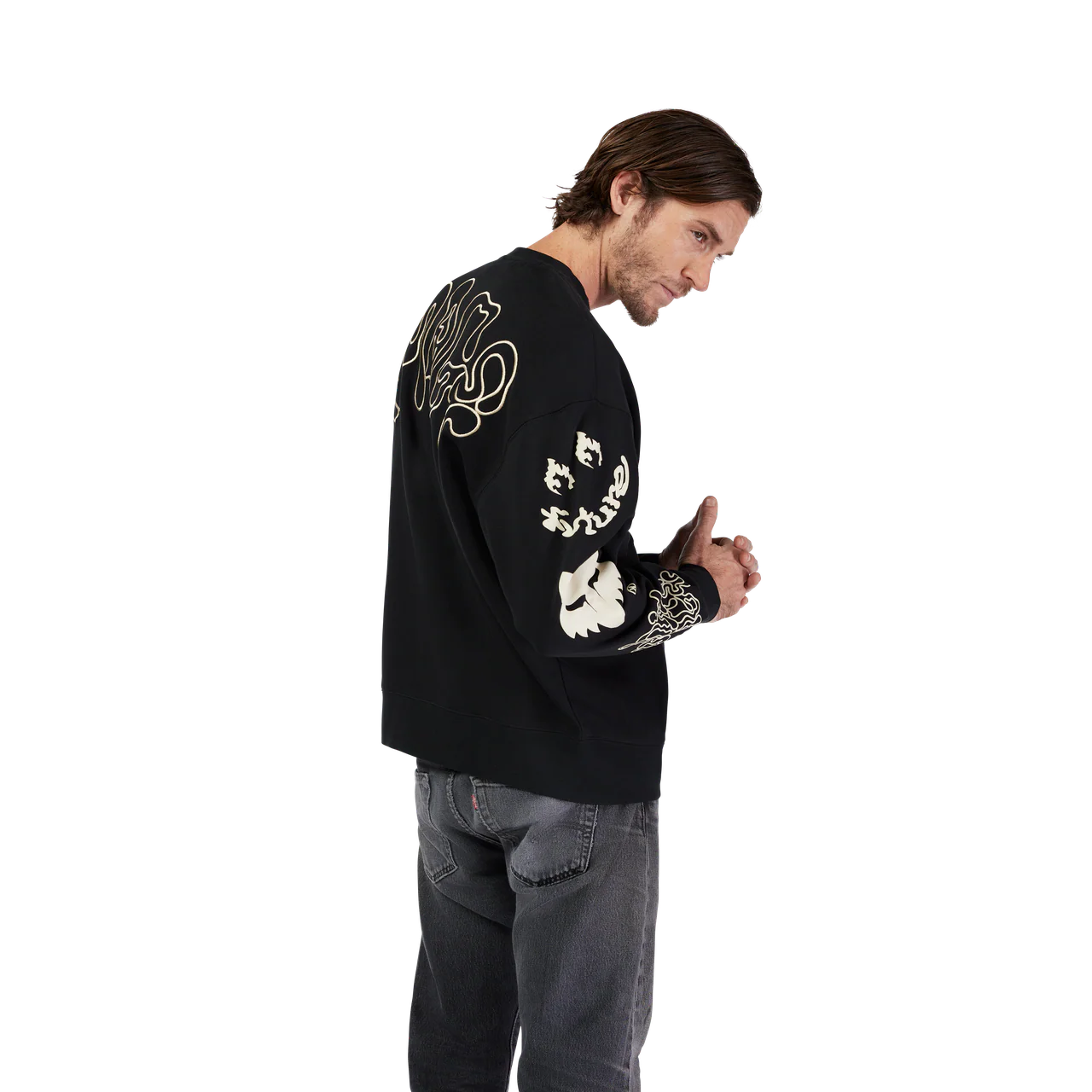 Hello Future Oversized Fleece Crew - Black - Image 6
