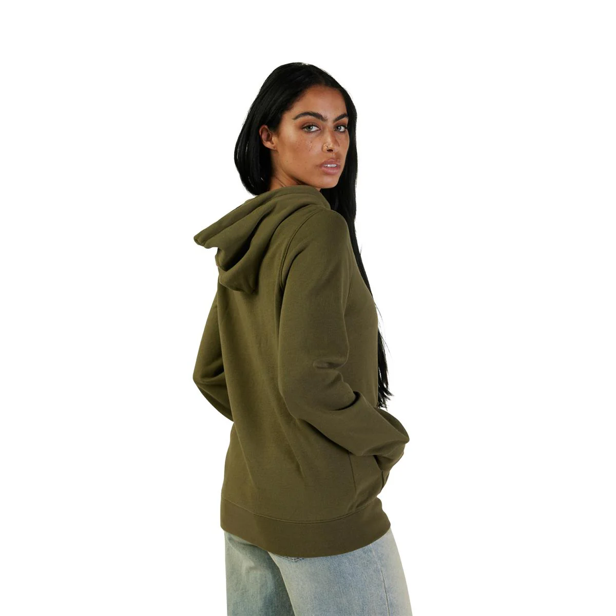 Women's Fox Head Fleece Pullover - Olive Green - Image 6