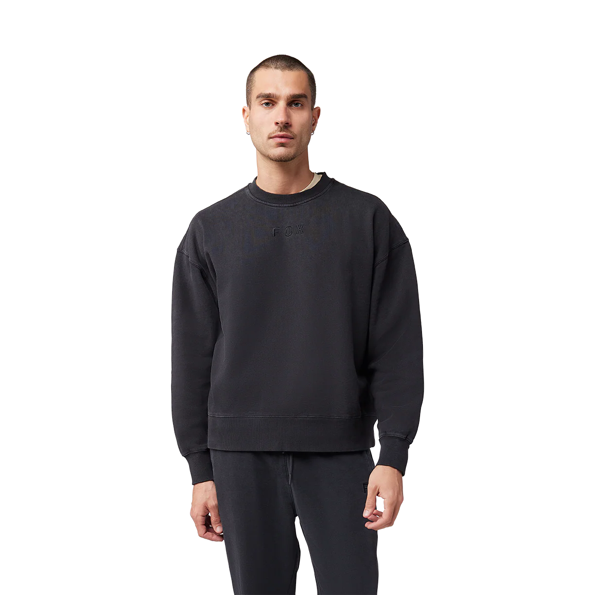 Wordmark Oversized Fleece Crew - Black