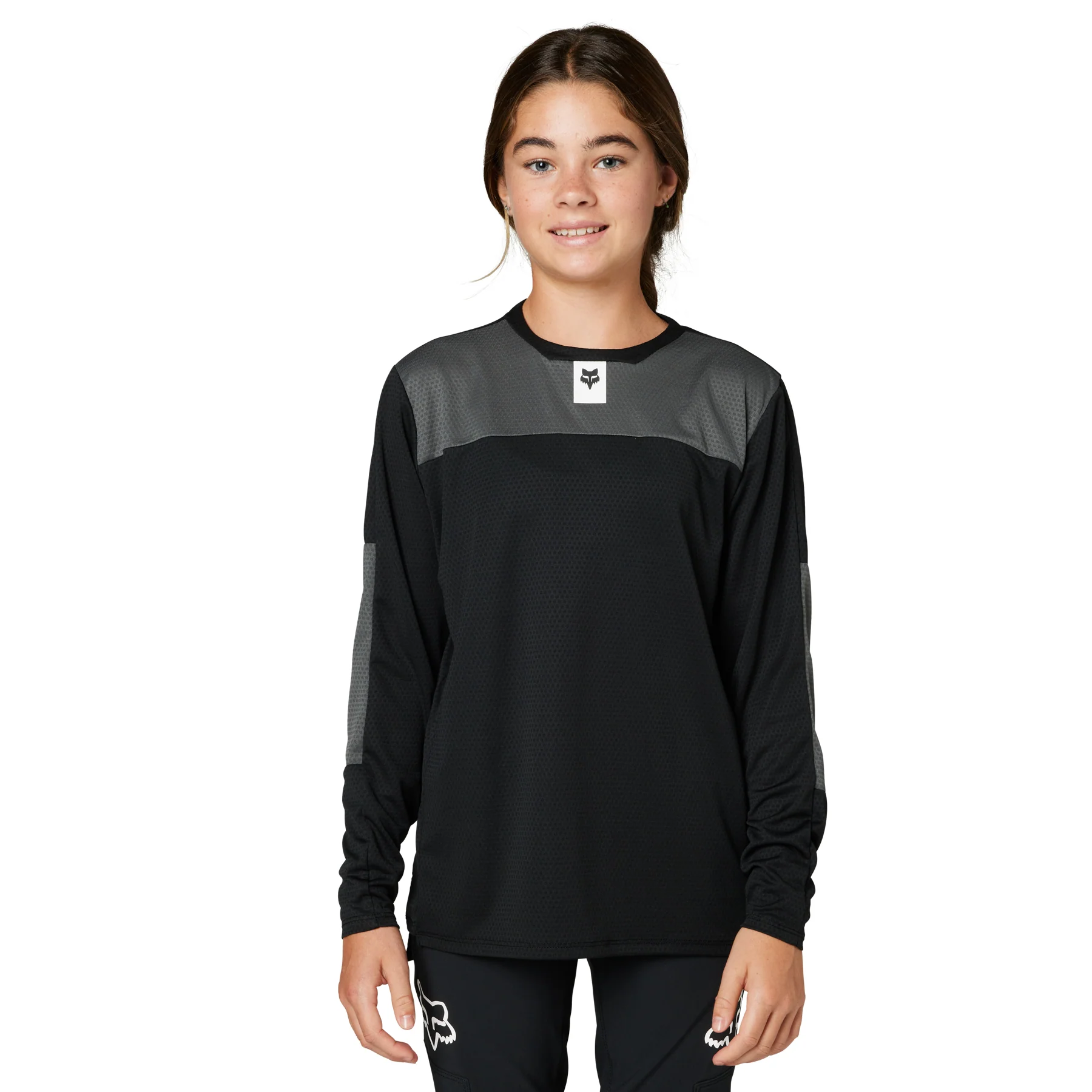 Youth Defend Long Sleeve Jersey - Black - Image 2