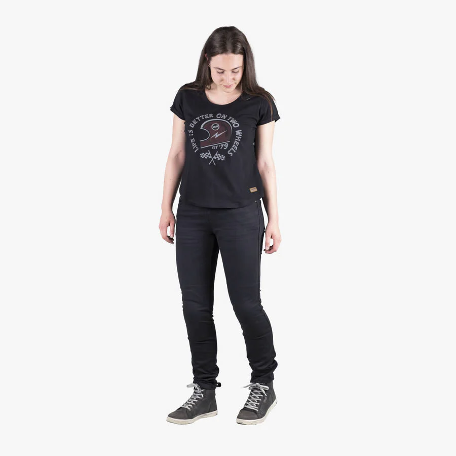 Damen T-Shirt On Two Wheels - schwarz-rot - Image 3