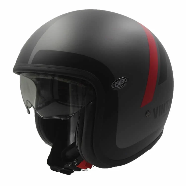 Jethelm Vintage DO 17 BM - grau matt-schwarz-rot