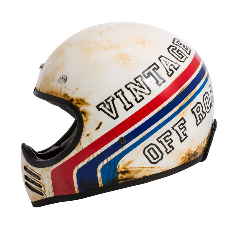 Motocrosshelm Vintage MX BTR 8BM - matt weiss-blau-rot - Image 3