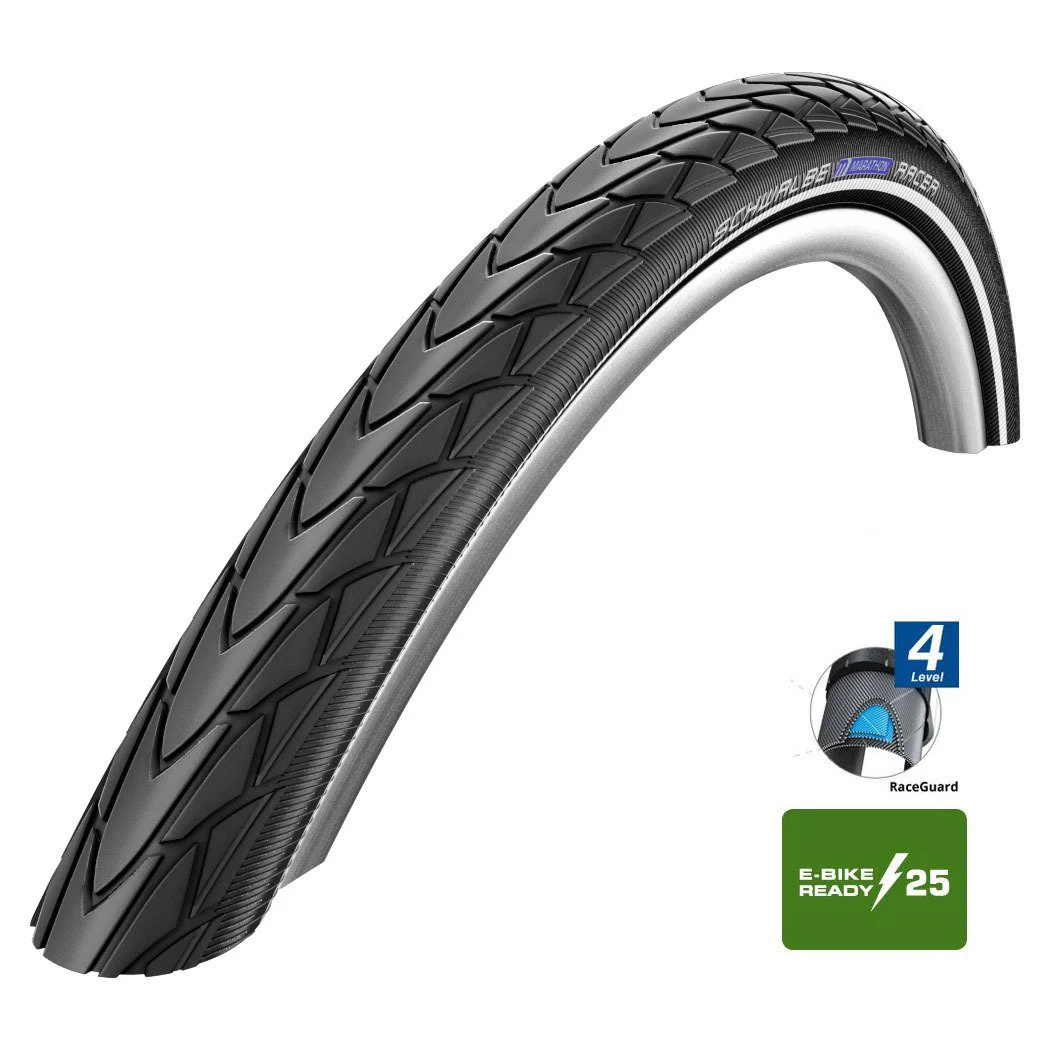 Marathon Racer Drahtreifen - 28x1.50 Zoll - RaceGuard - Reflexstreifen - schwarz